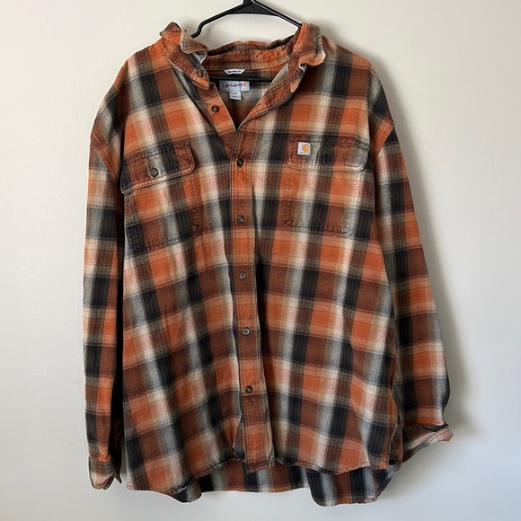 Carhartt Other - Carhartt Men's Plaid Shirt - Orange and Black